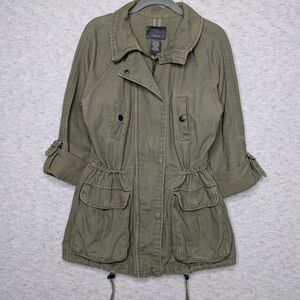 Women's Sz M Olive Utility Jacket  Lightweight Cotton Anorak